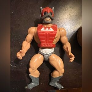 Action Figure with Red and Gray Armor